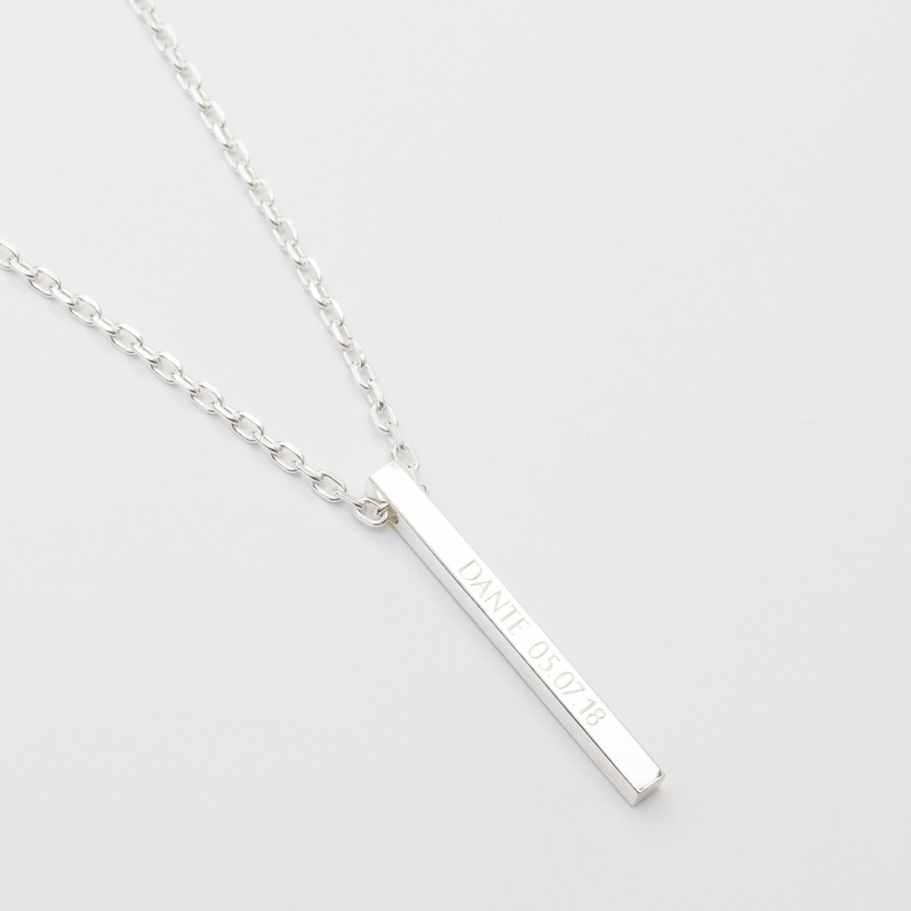 Collar Con Colgante De Barra En T De Plata Esterlina - Diseño Clásico Inspirado En Las Cadenas Albert