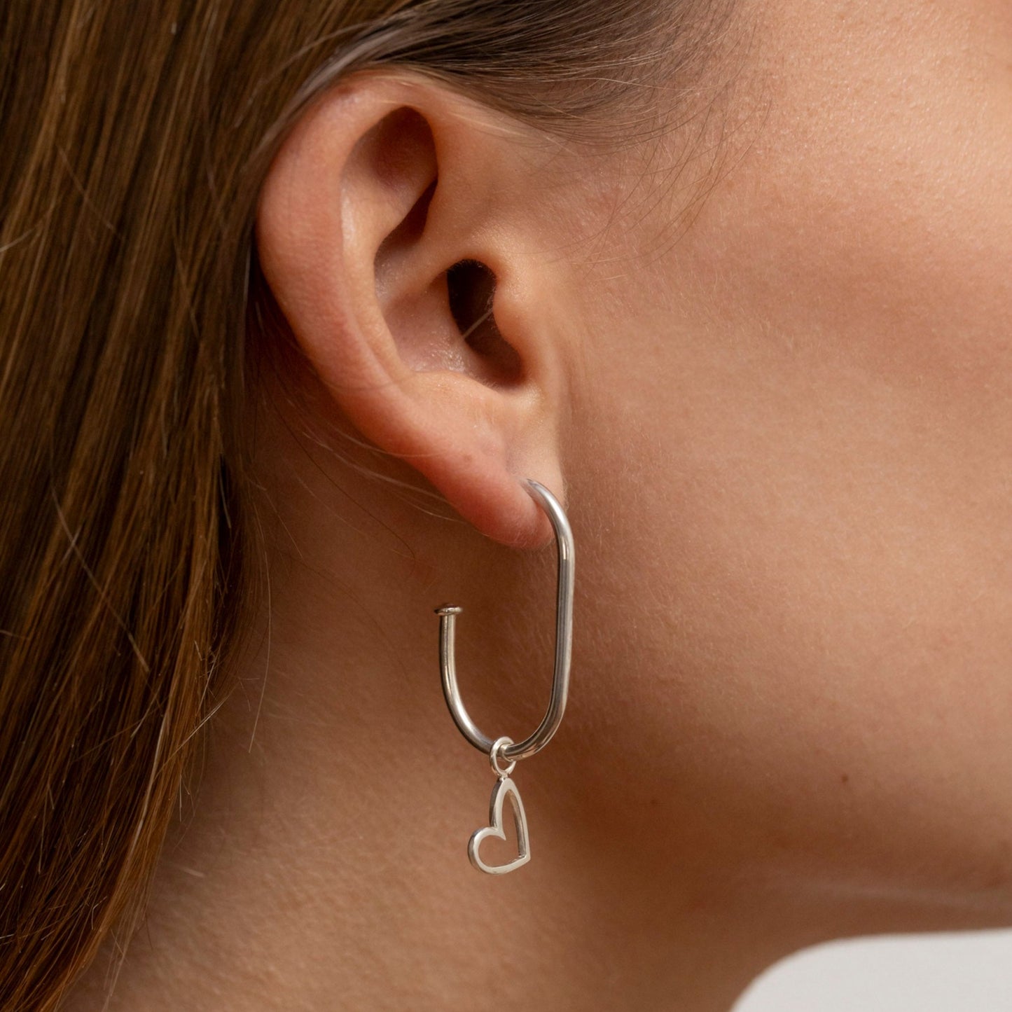 Aro Oval + Colgante Corazón plata