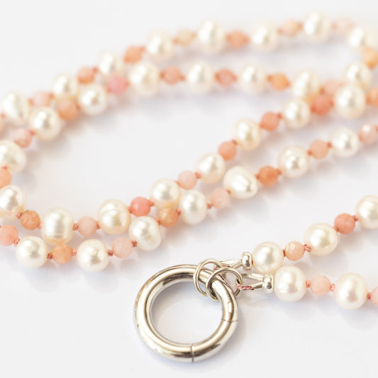 Collar de Perlas y Opalo Andino + Broche Redondo plata