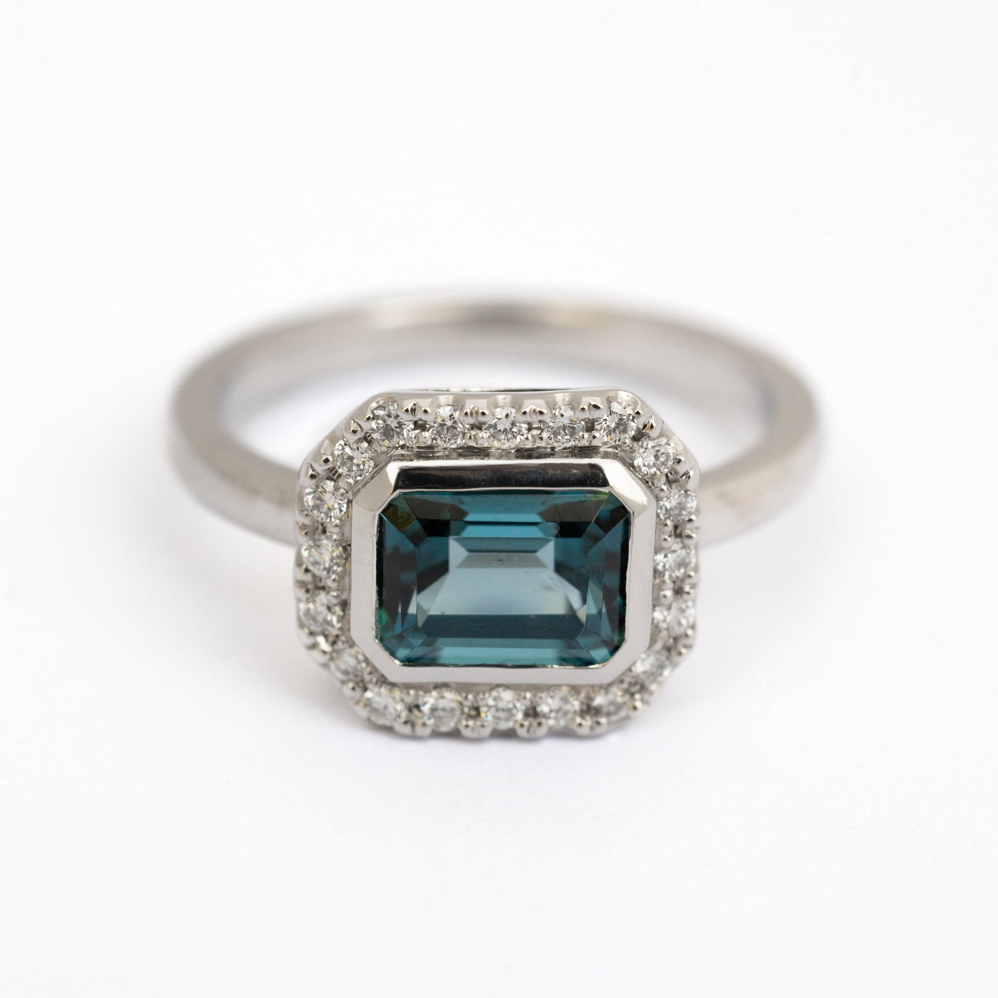 Anillo Solitario Topacio LB Halo Diamantes PT