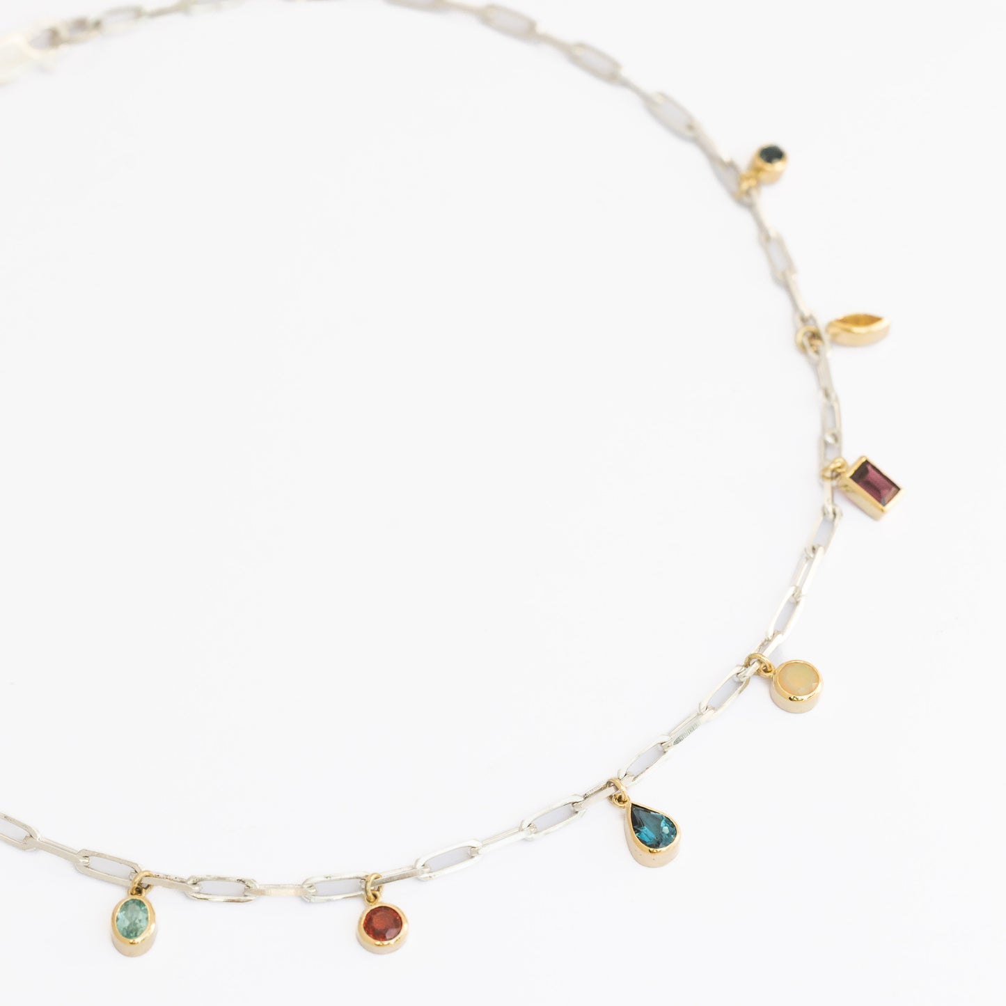 Collar Cadena Eslabones plata + biseles OA multipiedras