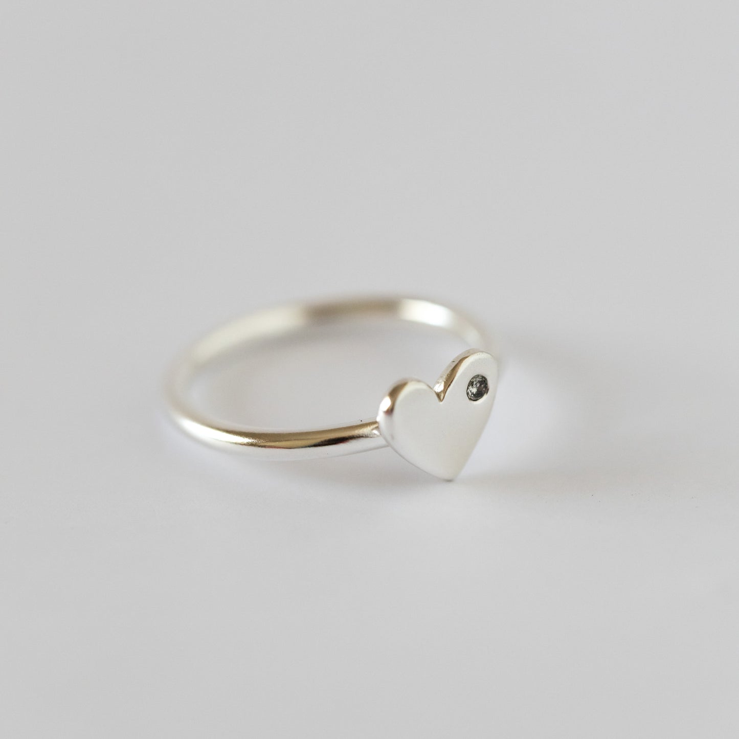 Anillo Corazón plata + diamante