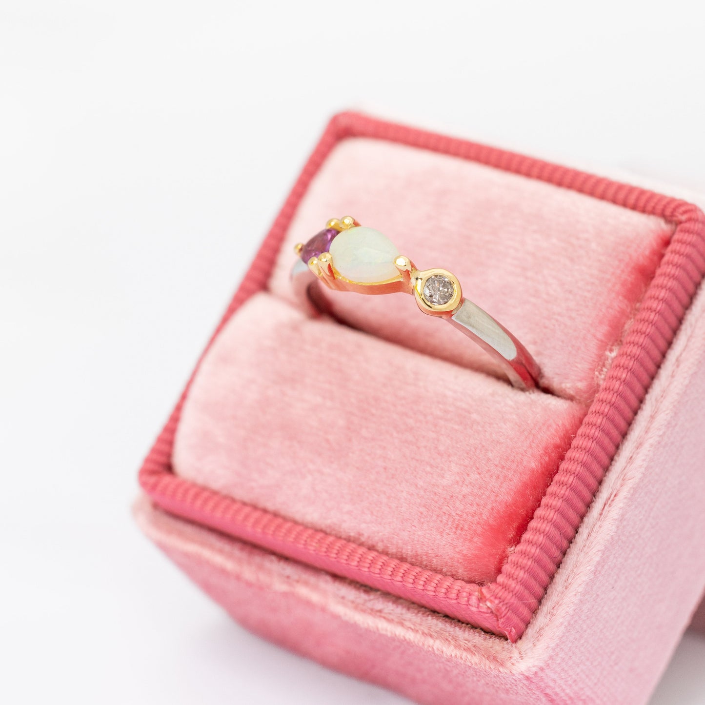 Anillo Multipiedras Rosa Opalo OA + P