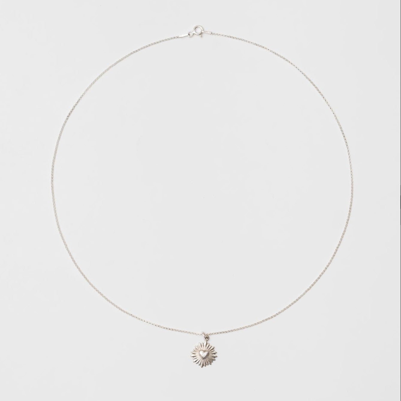 Collar Corazon Rayos + Diamante plata