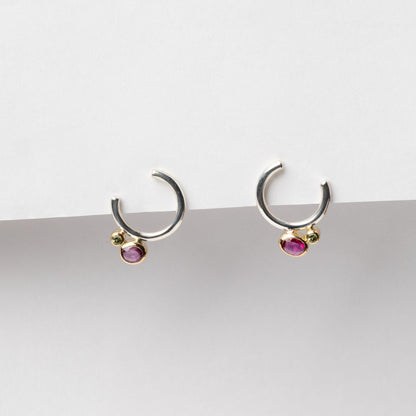 Aros Semi Halo + Zafiro Rosa