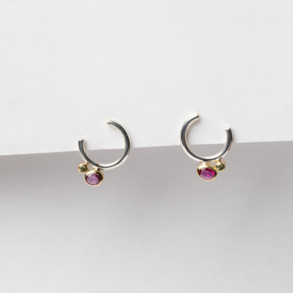 Aros Semi Halo + Zafiro Rosa