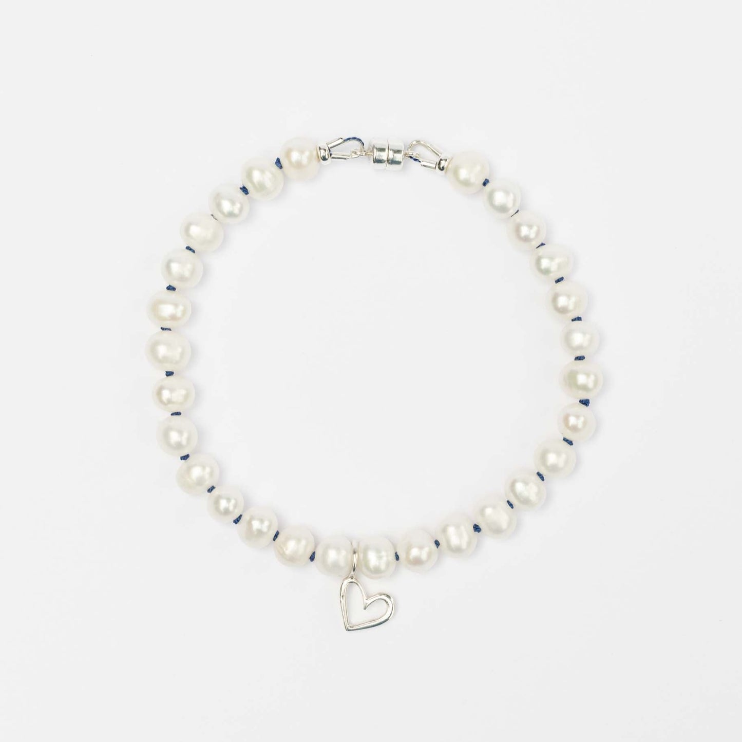 Pulsera Perlas + corazón plata HA