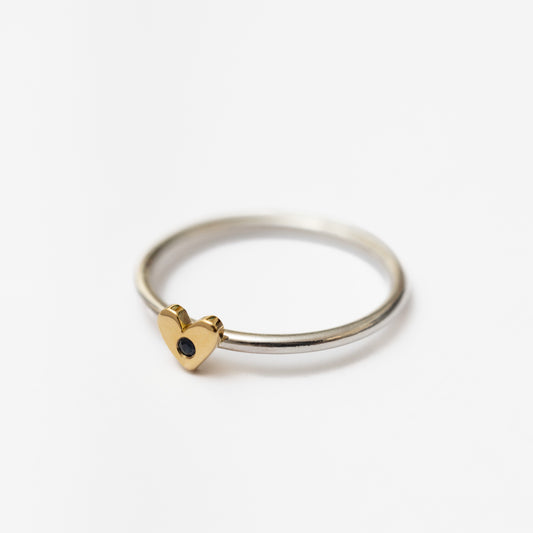 Anillo plata + Mini Corazón OA con Zafiro