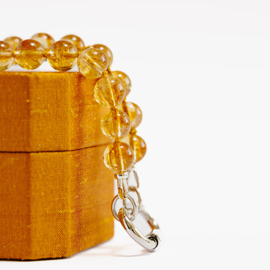 Collar de Topacio citrino + Broche lock plata