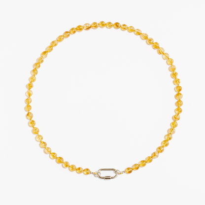 Collar de Topacio citrino + Broche lock plata