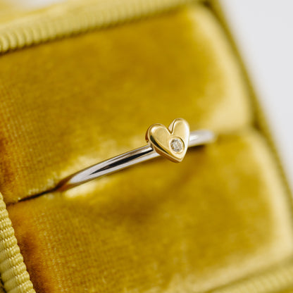 Anillo plata + Mini Corazón OA con Diamante