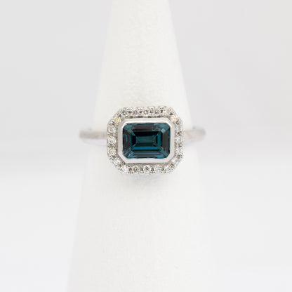 Anillo Solitario Topacio LB Halo Diamantes PT