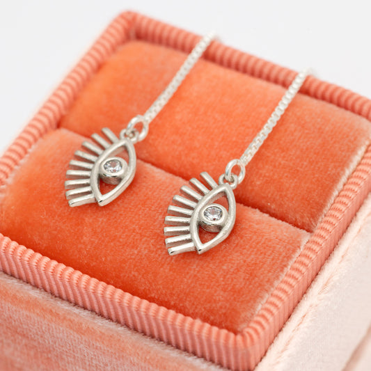 Aros Cadena Ojo Circon plata