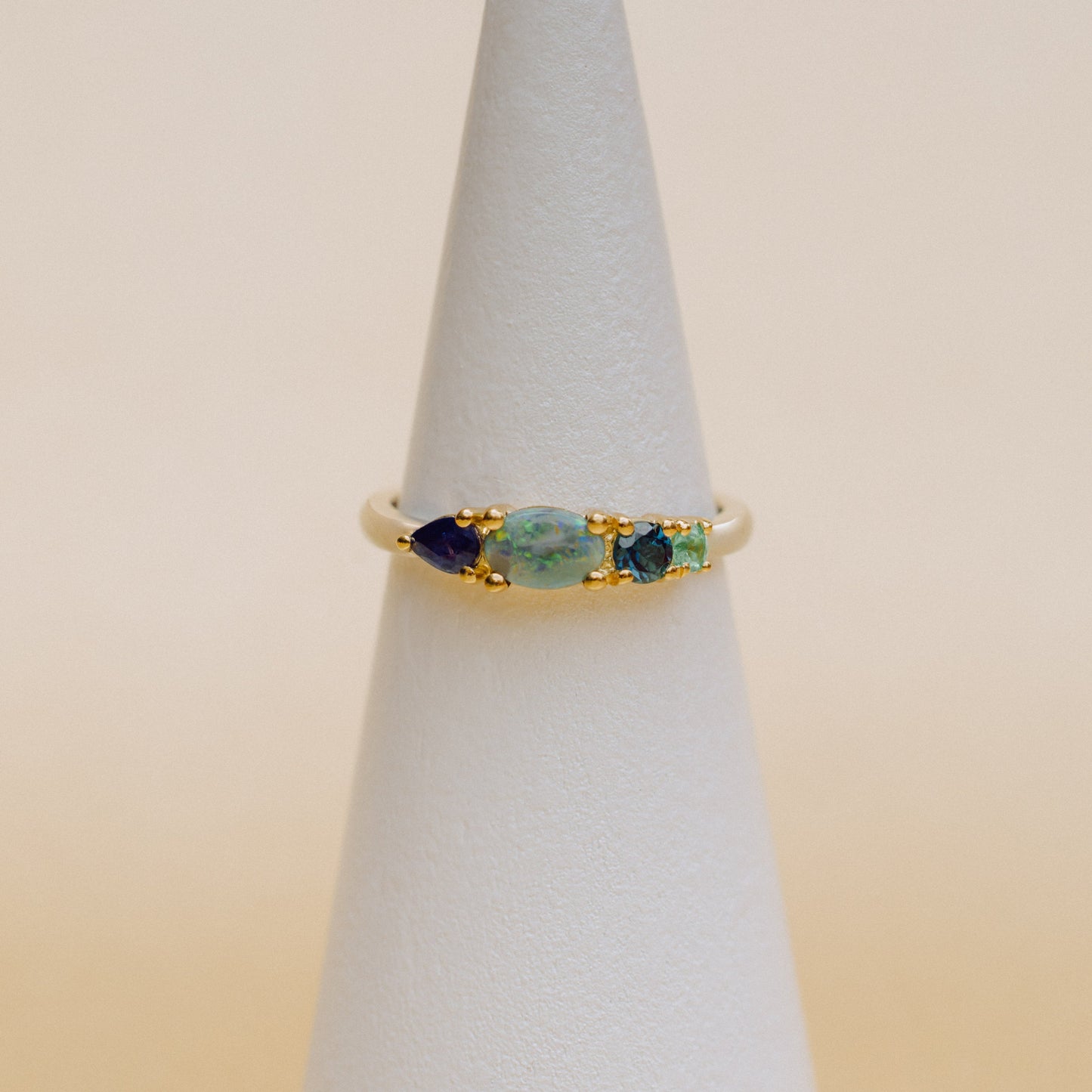 Anillo Multipiedras Verde Opalo OA + P