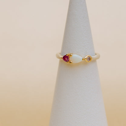 Anillo Multipiedras Rosa Opalo OA + P