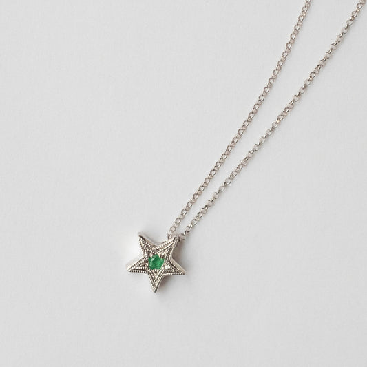 Collar Estrella Esmeralda plata