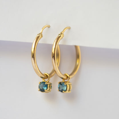 Hoop OA + Charm Topacio London Blue