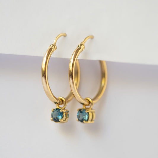 Hoop OA + Charm Topacio London Blue