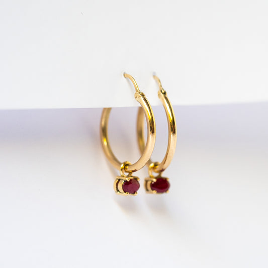 Hoop OA + Charm Rubí
