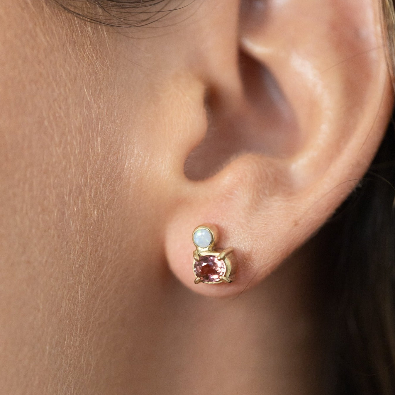 Aros Stud OA + Turmalina Rosa