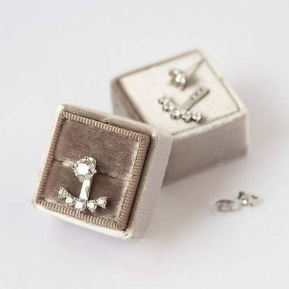 Ear Jackets plata + Circones Blancos