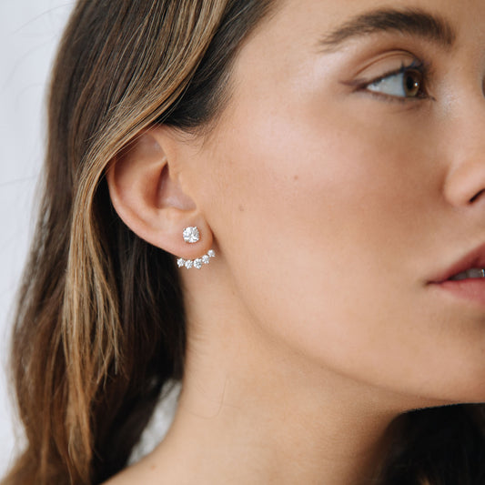 Ear Jackets plata + Circones Blancos