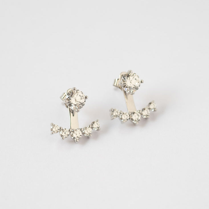 Ear Jackets plata + Circones Blancos