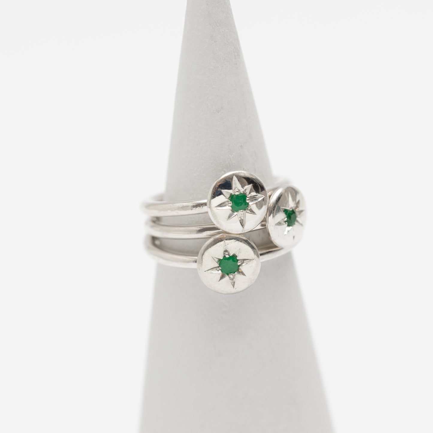 Anillo Esmeralda Star plata