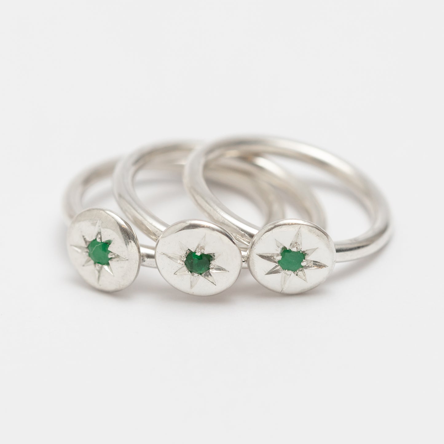 Anillo Esmeralda Star plata