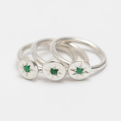 Anillo Esmeralda Star plata