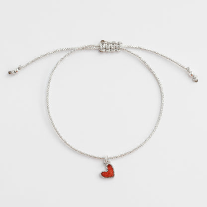 Pulsera Corazón Esmaltado plata